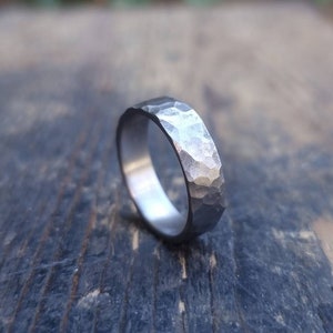 Hammered Titanium Ring, Handmade Titanium Wedding Band, Mens ring image 7