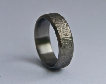 Hammered Titanium Ring, Textured + Brushed Finish, Handmade Titanium Wedding Band, Mens ring