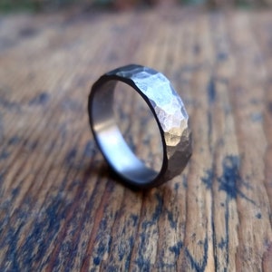 Hammered Titanium Ring, Handmade Titanium Wedding Band, Mens ring image 6