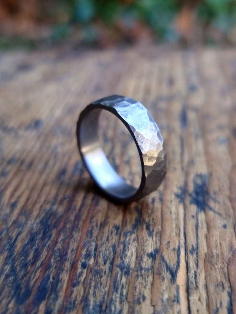 Hammered Titanium Ring, Handmade Titanium Wedding Band, Mens ring image 6