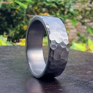 Hammered Titanium Ring, Handmade Titanium Wedding Band, Mens ring image 8