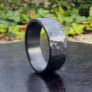Hammered Titanium Ring, Handmade Titanium Wedding Band, Mens ring image 4