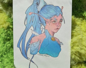 Aurora Fairy Portrait Art Print A6