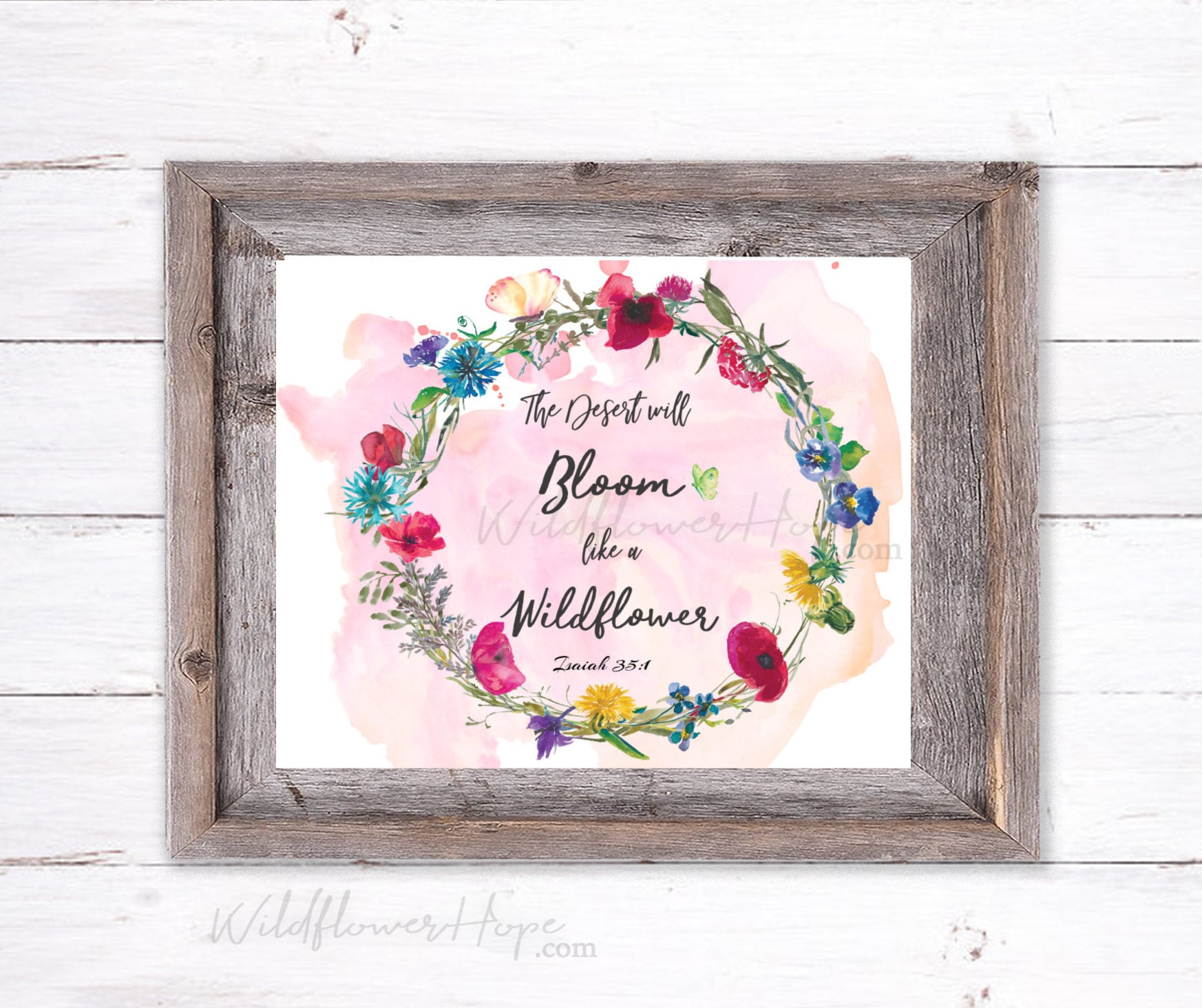 Isaiah 35:1 Watercolor Floral Bible Verse Christian Art | Etsy