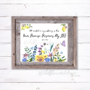 psalm 119:50, watercolor floral, bible verse, christian art, christian print, scripture art, printable art, wall art, INSTANT DOWNLOAD