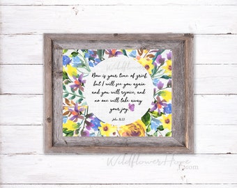 John 16:22, watercolor floral, bible verse, christian art, christian print, scripture art, printable art, wall art, INSTANT DOWNLOAD