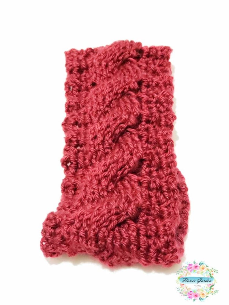 Headband brown braided alpaca kids child/'s ear warmer crochet