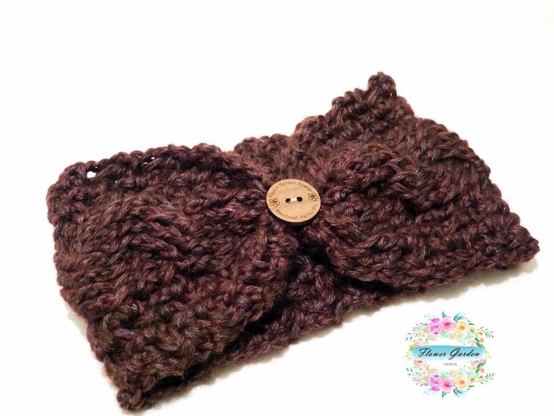 Headband brown braided alpaca kids child/'s ear warmer crochet