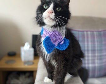 The Striped Hand Knitted Cat Scarf