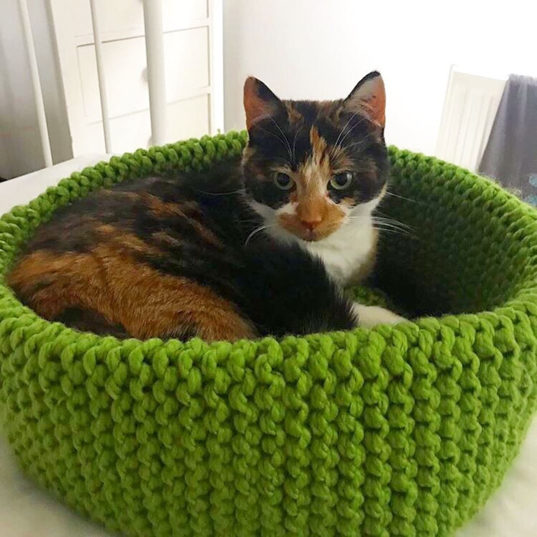 The Cat Cosy Hand Knitted Cat Bed Etsy