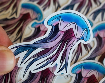 Pegatina de medusas rosas y azules