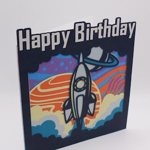 Space Rocket Birthday Card