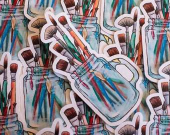 Sticker penselen, sticker kunstenaar