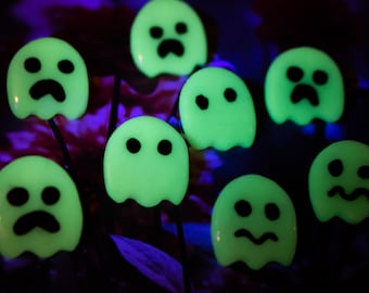 Glow in the Dark Ghost Polymer Clay Stud Earrings, Halloween