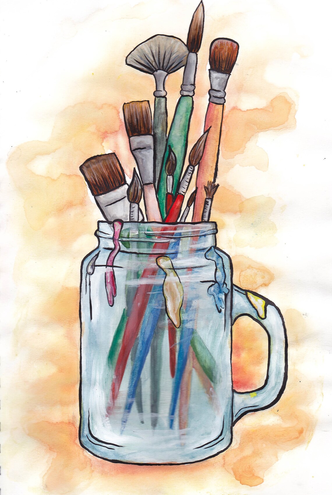 Paint brushes in mason jar Etsy