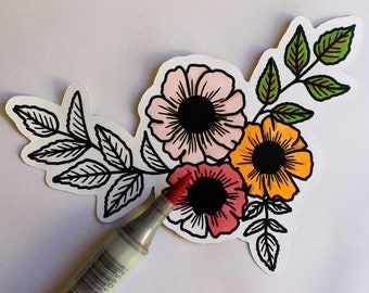 Colour-In Rose Stickers