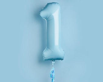Babyblå nummer 1-ballong