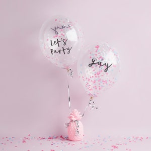 5 ballons confettis pastel