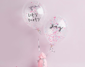5 globos de confeti pastel