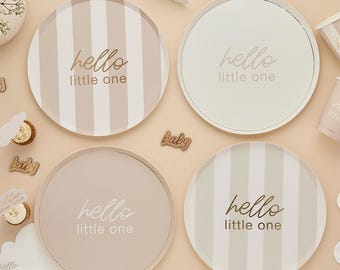 Neutrale Baby Shower Papierteller - Packung mit 8 Stück
