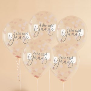 5 She Said Yaaas Hen Party Rose Gold Filled Confetti Balloons