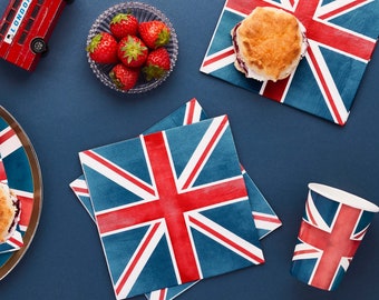 Caspari Papierservietten – 20 Stück, 3-lagig, Union-Jack-Motiv, 33 X 33 Cm