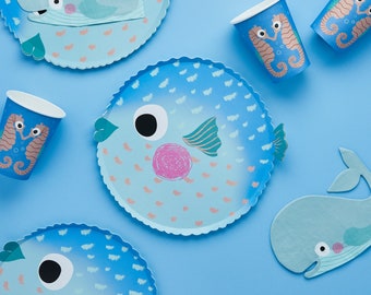 Puffer Fish Paper Plate 8 Pack