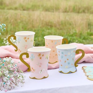 Gobelets en papier floraux pour le goûter - Lot de 8