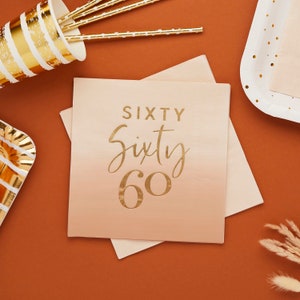 60 &#39;Sixty&#39; Paper Napkins 16 Pack