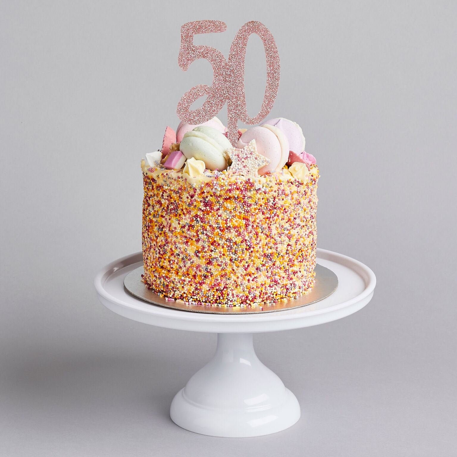 Decorazione per torta in acrilico glitterato oro rosa da 50 pezzi - Italia