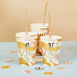 Peace Love Party Paper Cups 8 Pack