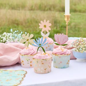 Ensemble de piques et de gobelets floraux - Lot de 12