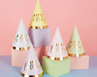Pastel 'Happy Birthday' Party Hats 10 Pack