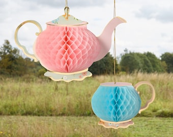 Tea Party Honeycomb Decorations - Pack of 2