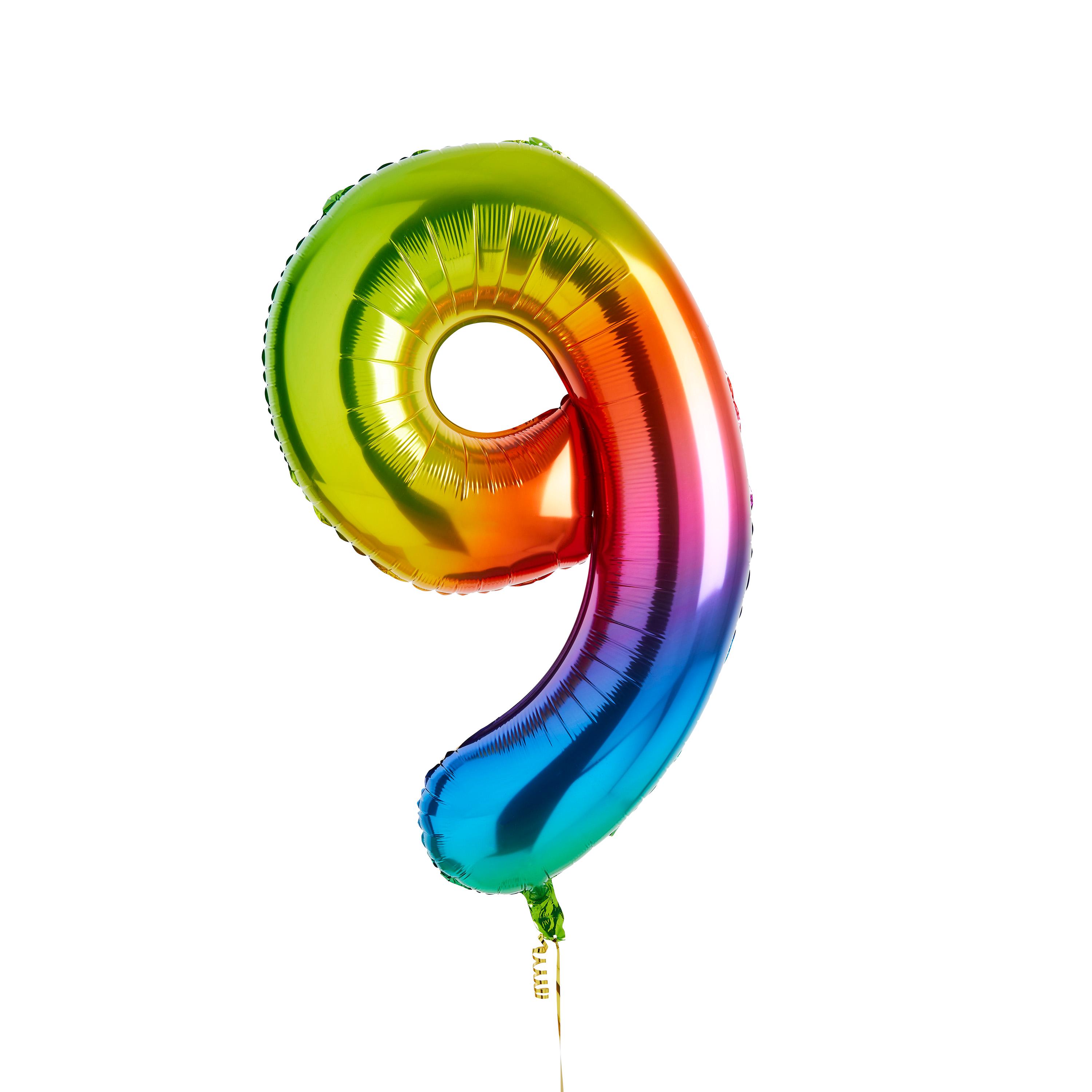 3*2様 04aw number nine balloon benie Rainbow Number '9' Foil Balloon 34