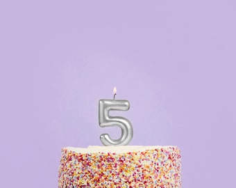 Hootyballoo Silver Number '5' Wax Candle Birthday Celebration Partyware | UK