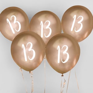 ゴールドナンバー13バルーン12インチ5個パック