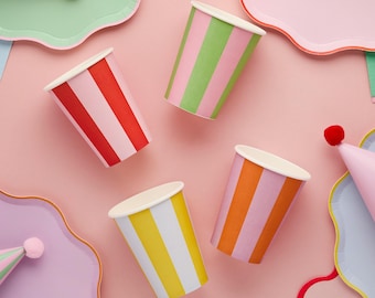 Bright Banquet Striped Paper Cups - Pack of 8