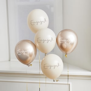 Engagement Party Balloons 'Engaged' 12" Latex Balloons 5 Pack