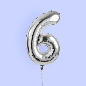 Silver  Number &#39;6&#39; Foil Balloon 34&quot;