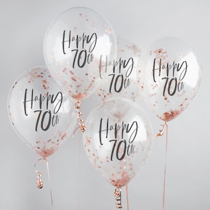 Rose Gold &#39;Happy 70th&#39; Confetti Balloons