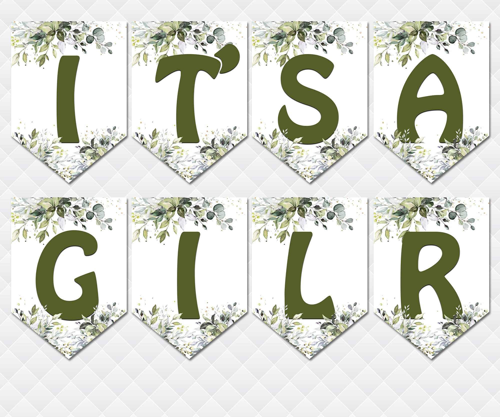 Greenery Baby Shower Banner It's a Girl Boy Sign Baby Shower Decoration ...