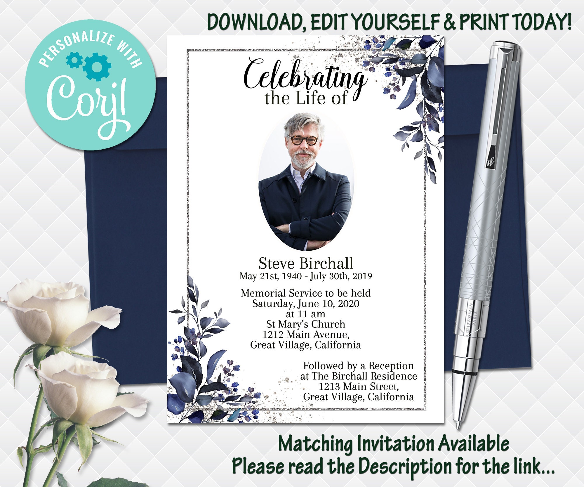 Funeral Program Memorial Service Program Template Celebration - Etsy