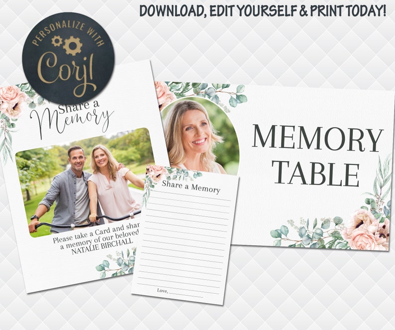 Funeral Share a Memory Memorial Service Memory Card Celebration of Life