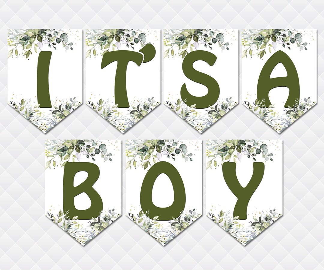 Greenery Baby Shower Banner It's a Girl Boy Sign Baby Shower Decoration ...