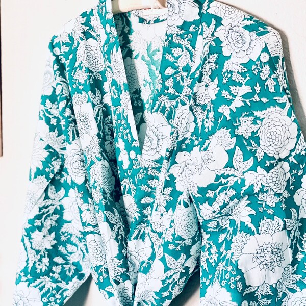 Teal Floral Kimono Etsy