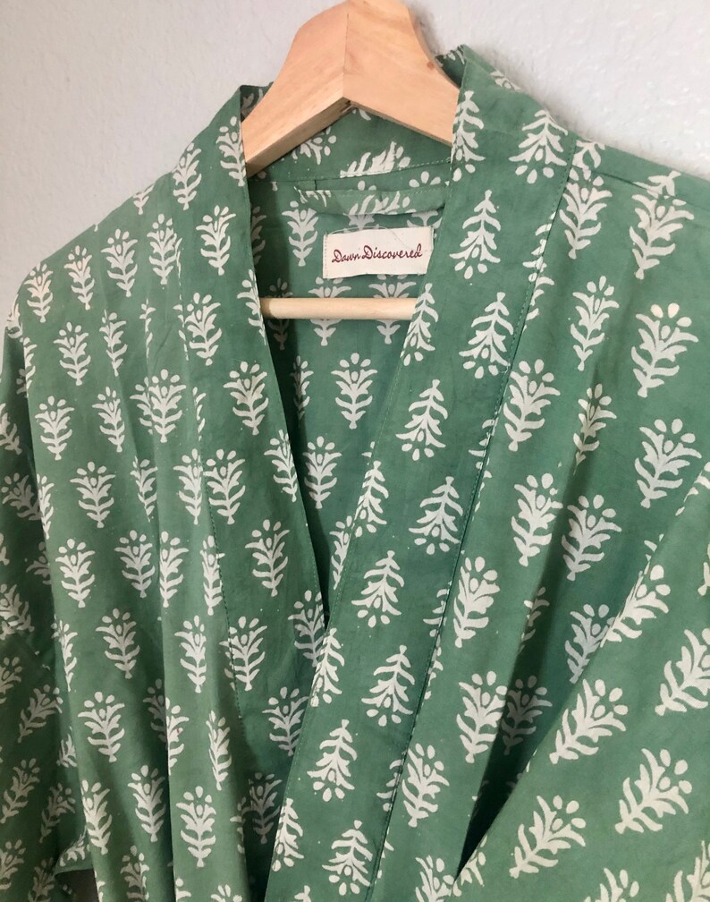 Sage Green Cotton Robe Cotton Kimono Cotton Mens Robe Etsy