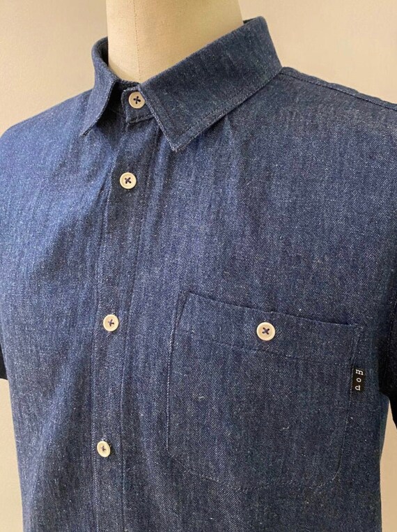 Soft Denim Shirt Short Sleeve Button 