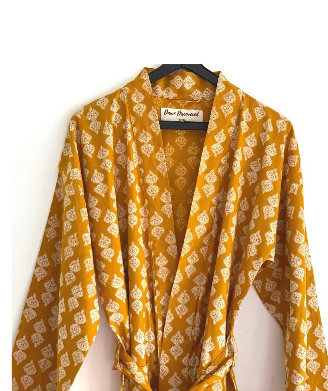Yellow Robe, Cotton Robe, Cotton Kimono, Cotton Womens Robe, Duster
