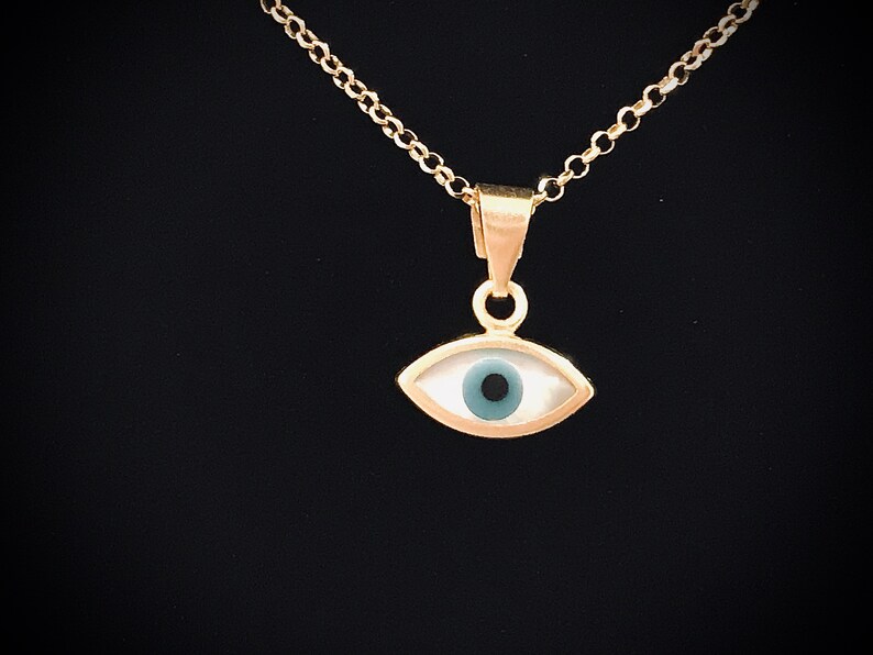 Gold Evil Eye Pendant Necklace Minimalist Evil Eye Necklace Etsy